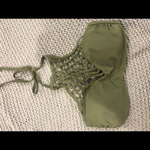 Army green halter bathing suit top!